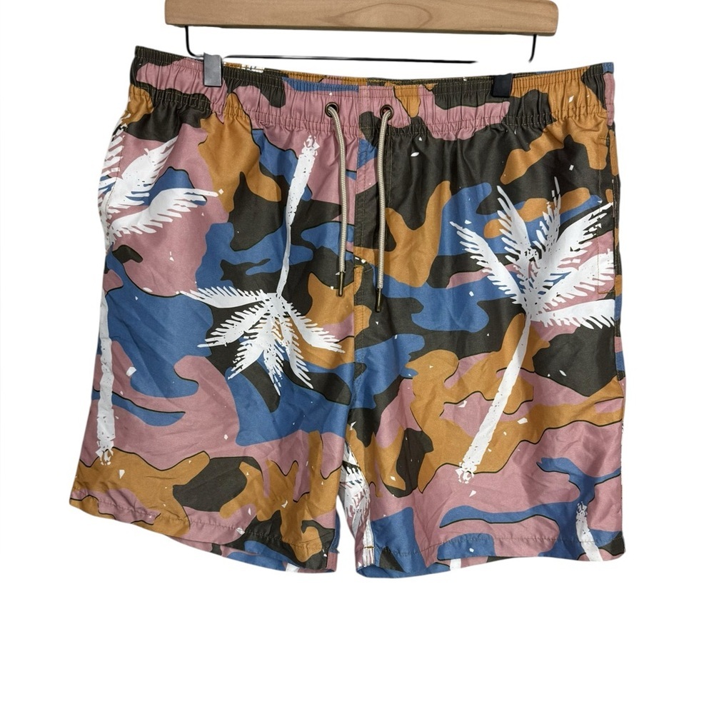 Negative Space Camouflage Palm Tree Swim Trunks Size Large